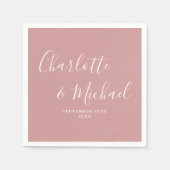 Stoffige Roze Elegant Schrift Minimalistisch Servet (Voorkant)