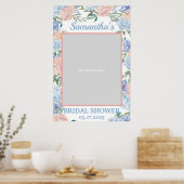 Stoffige Roze en Blauwe Bloem Foto Prop Kader Boho Poster (Keuken)