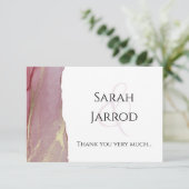 Stoffige Roze Foto Huwelijk Dankkaart Bedankkaart (Staand voorkant)