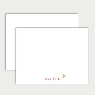 Stoffige Roze Gepersonaliseerde Naam Gouden Luipaa Notitiekaartje