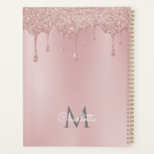 Stoffige Roze Glitter Druppels Monogram Script 202 Planner (Achterkant)