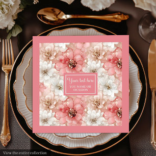 Stoffige Roze Gouden Bloemen Servetten Trendy Aang