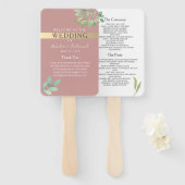 Stoffige Roze Groene Huwelijksprogramma Ventilator Handwaaier (Voorkant en achterkant)