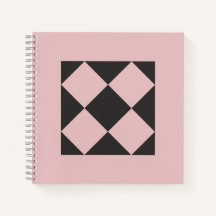 Stoffige Roze & Houtskool Zwarte Geometrische Noti