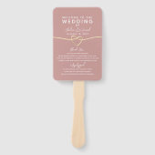 Stoffige Roze Huwelijksprogramma Handwaaier (Voorkant)