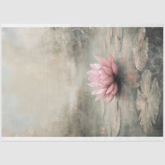 Stoffige roze Lotus Art, Etherisch Meer Tissuepapier (Voorkant)