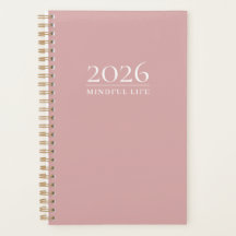 Stoffige Roze Minimaal Planner | Aangepast Jaar, T