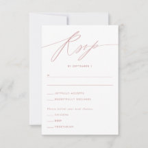 Stoffige Roze Minimalistische Script Responskaart