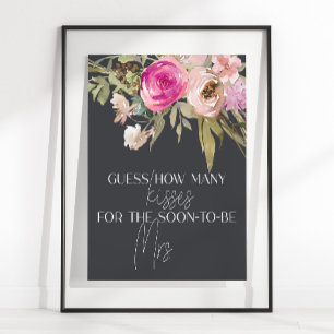 Stoffige Roze Paarse Bloemengissing Hoeveel Kusjes Poster