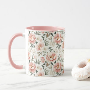 Stoffige roze pioenen mok