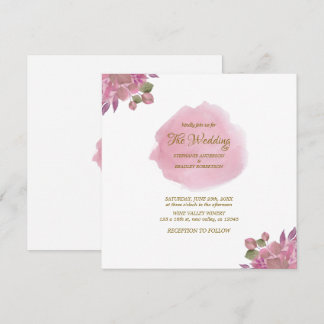 Stoffige Roze Romantische Bloemige Elegante Bruilo Kaart
