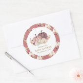 Stoffige Roze Roze Bloemenkurk Baby Shower Ronde Sticker (Envelop)