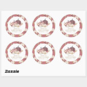 Stoffige Roze Roze Bloemenkurk Baby Shower Ronde Sticker (Vel)