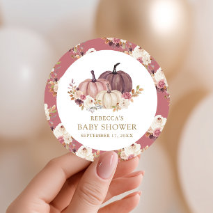 Stoffige Roze Roze Bloemenkurk Baby Shower Ronde Sticker