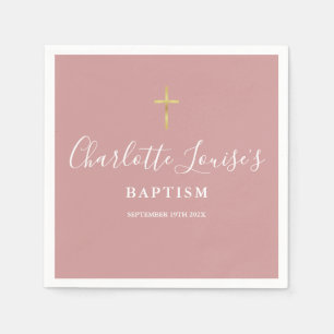 Stoffige Roze Roze Handtekening Doop Christening Servet