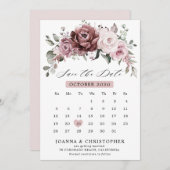 Stoffige Roze Roze Perzik Bloemige Trouw Save The Save The Date (Voorkant / Achterkant)