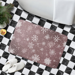 Stoffige Roze Roze Sneeuwvlokken Elegante Winterva Badmat