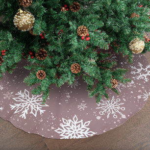 Stoffige Roze Roze Sneeuwvlokken Elegante Winterva Kerstboom Rok