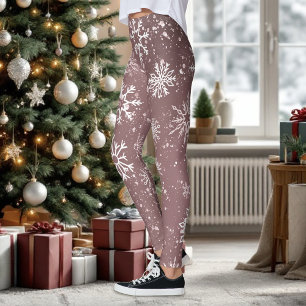 Stoffige Roze Roze Sneeuwvlokken Elegante Winterva Leggings