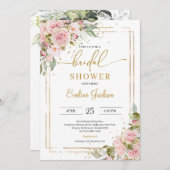 Stoffige roze rozen bloemen blozend goud geometris kaart (Voorkant / Achterkant)