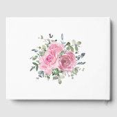 Stoffige roze rozen eucalyptus botanische bruiloft gastenboek (Achterkant)