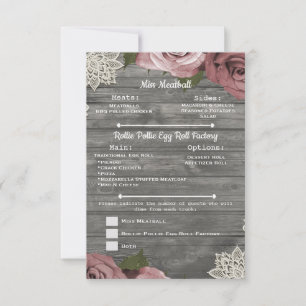 Stoffige Roze Rozen Grijs Rustiek Hout Kant Menu I Kaart