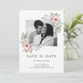 Stoffige Roze Rozen Midsummer Bloemen Bewaar de Da Save The Date (Staand voorkant)