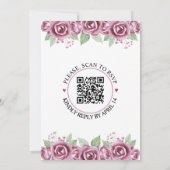 Stoffige roze rozenbloemen, QR-code bloemen bruilo Kaart (Achterkant)