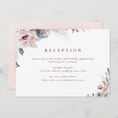 Stoffige roze rustieke boho floral receptie informatiekaartje (Voorkant / Achterkant)