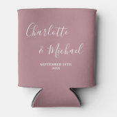 Stoffige Roze Script Moderne Trendy Bruiloft Blikjeskoeler (Voorkant)