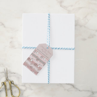 Stoffige Roze Strepen Baby Meisje Shower Cadeaulabel