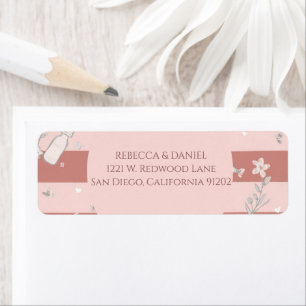 Stoffige Roze Strepen Vintage Bloemen Retouradres Etiket