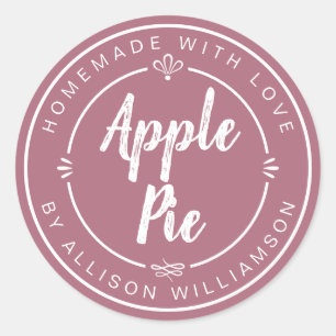 Stoffige Roze Thuisgemaakte Appeltaart Ronde Sticker