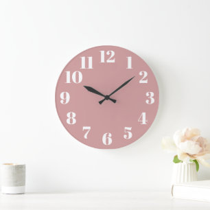 Stoffige Roze Trendy Nummers Grote Klok