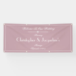 Stoffige Roze Trouw Witte Script Buiten Welkom Spandoek