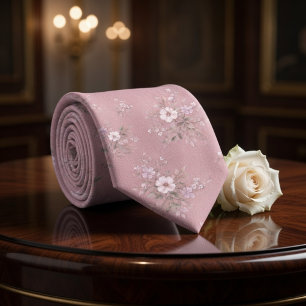 Stoffige Roze Vintage Bloemen Stropdas