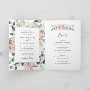 Stoffige Roze Waterverf Bloemige Elegante Trouwdag