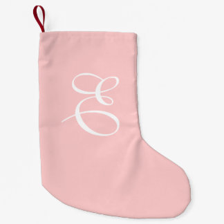 Stoffige Roze & Witte Monogram Kerstmis Kous Kleine Kerstsok