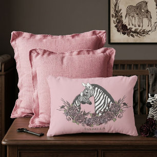 Stoffige Roze Zebra Handgetekend Accent Kussen