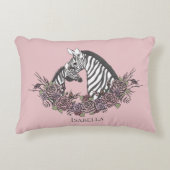 Stoffige Roze Zebra Handgetekend Accent Kussen (Voorkant)