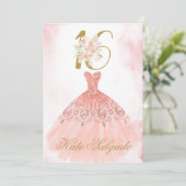 Stoffige roze zoete 16 uitnodiging (Staand voorkant)