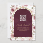 Stoffige Rozen Gouden Kant QR Code Plum Moslim Bru Kaart (Achterkant)