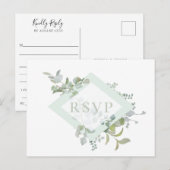 Stoffige Salie Botanische Trouw RSVP Lied Verzoek Uitnodiging Briefkaart (Voorkant / Achterkant)