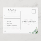 Stoffige Salie Botanische Trouw RSVP Lied Verzoek Uitnodiging Briefkaart (Achterkant)