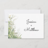 Stoffige salie groene bloemen bruiloft RSVP kaartje (Voorkant)