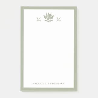 Stoffige Salie Groene Lotus Monogram Post-it® Notes