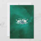 Stoffige smaragd groen wit bloemenbruiloft kaart (Achterkant)