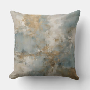 Stoffige Teal Blauwe Gouden Abstracte Kussen