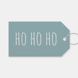 Stoffige Teal HO HO HO Kerstmis. Moderne gezellige Cadeaulabel