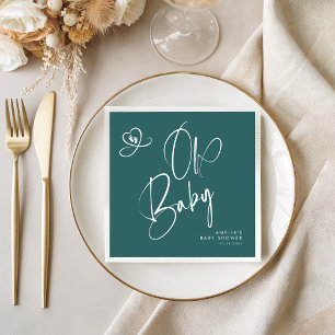 Stoffige Turquoise Oh Baby Baby Shower Servet